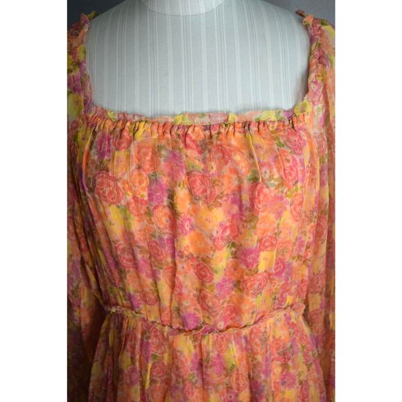 Sundance Dress Womens Medium Pink Floral Boho Maxi Square Neck Cottagecore - Picture 2 of 5